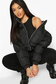 Boohoo black on sale padded coat