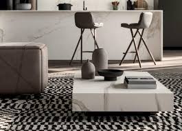 Twist coffee table made with synchronized rotating shelves. Ozzio Box Transformable Table Ozzio Design Modern Furniture