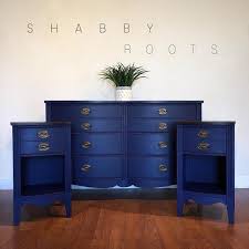 Sold Antique Federal Bedroom Set In Blue Dresser And Two Nightstands Etsy Blue Painted Furniture Wood Bedroom Sets Furniture