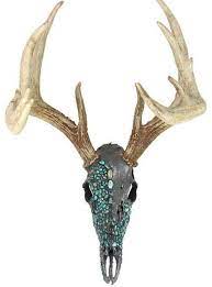 Painted Deer Skull Painted Deer Skulls Deer Skull Art Cow Skull Decor