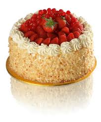 Strawberry Gateau Vanilla Sponge Layered With Fresh Cream And Fresh Strawberries And Finished With Roasted Nibbed Almonds Sweet Cakes Almond Cakes Cake