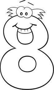 Number 8 outline to use for kids coloring page. Smiling Number 8 Coloring Page Bulk Color