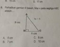 Pada gambar dibawah ini nilai x adalah segitiga. 8 Perhatikan Gambar Di Bawah Nilai X Pada Segitiga Abcadalah C 8 Cmd 10 Cma 5 Cmb 7 Cm Brainly Co Id
