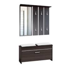 Très joli banc de couture, maquillage, etc. Cremona Meuble D Entree Contemporain Avec Coussin 38x100x46 Banc De Rangement A Chaussures 6 Crochets Miroir Vestiaire Cdiscount Maison