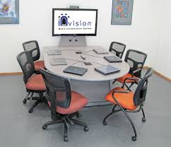 Invision Media Collaboration System Collaboration Table With Monitor Stand For Up To 6 Users Collaborative Furniture Office Interior Design Furniture