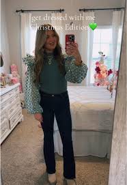 Yay for fun Christmas outfits🫶🏻 #getdressedwithme #gdwm #christmasootd  #christmaspartyootd #ootd #foryou #fyp Top: @nuuly Jeans: @Nordstrom Shoes:  @Dolce Vita Footwear