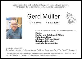 F., its president and board of directors are deeply saddened by the passing of bayern munich and germany legend gerd müller. Traueranzeigen Von Gerd Muller Rz Trauer De