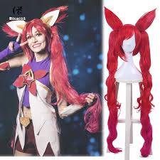 Game LOL Jinx Star Guardian Cosplay Wig Red Long Ponytail Wig | eBay