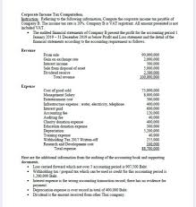 A corporation tax computation can be used to calculate the adjusted profits for corporation tax purposes. Solved Corporate Income Tax Computation Instruction Re Chegg Com