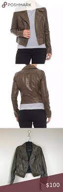 Bod Christensen Khaki Moto Leather Jacket Green Leather Jacket Green Jacket Leather Moto Jacket
