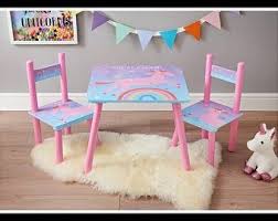Unicorn Wooden Table And Chair Set In 2020 Wooden Table And Chairs Kids Chairs Frozen Bedroom