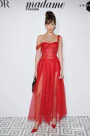 Bella hadid stunned in a red satin gown at the cannes film festival. Bella Hadid Red Tulle Prom Party Celebrity Dress Dinner Party Cannes 2018