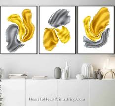 Decorate a yellow and gray nursery. Abstract Painting Set Of 3 Prints Mustard Yellow Gray Abstract Etsy In 2020 Abstract Painting Grey Wall Art Contemporary Abstract Art