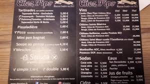 Menu Picture Of Chez Pipo Nice Tripadvisor