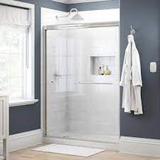 Delta Simplicity 60 In X 70 In Semi Frameless Traditional Sliding Shower Door In Nickel With Clear Glass 1117895 The Home Depot Bathtub Doors Tub Doors Custom Shower Doors