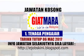 Permohonan adalah dipelawa kepada mereka yang mempunyai syarat kelayakan dan pengalaman bagi mengisi jawatan tenaga pengajar & pembantu eksekutif (logistik) seperti iklan tertera. Jawatan Kosong Terkini Di Giatmara 06 Mac 2017
