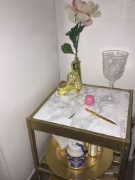 Ikea Nesna Side Table 1 Spray Table In Gold 2 Cover Glass Top In Marble Contact Paper 3 You Re Done As Simple As Th Marble Tables Design Ikea Marble Table