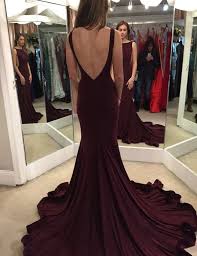 Elegant Scoop Sweep Train Burgundy Backless Prom Dress Evening Gown Backless Prom Dresses Evening Dresses Prom Burgundy Prom Dress