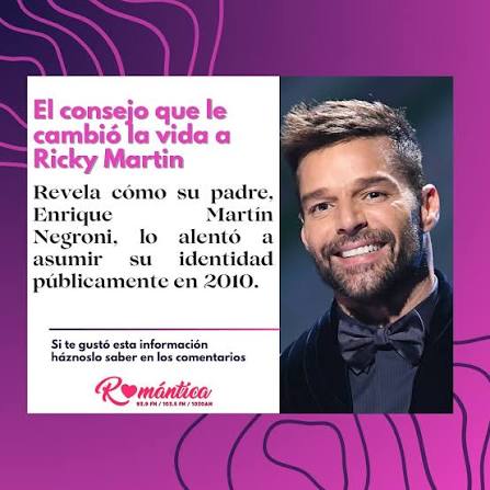 Sumérgete en la profunda reflexión de Ricky Martin sobre autenticidad y  paternidad mientras comparte cómo su padre, Enrique Martín Negroni, lo guió  hacia un momento crucial en su vida. En medio del