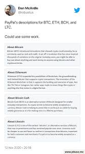 Use the social share button on our pages to engage with other crypto enthusiasts. Crypto Twitter Bullies Paypal For Its Definitions Of Bitcoin Ethereum Litecoin And Bch Schlagzeilen Neuigkeiten Coinmarketcap