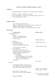 English for grade 3 pdfall education. Detailed Lesson Plan For English Language Grade 6