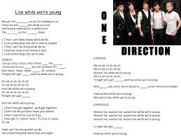 8 years ago8 years ago. Song Worksheet Live While We Re Young By One Direction
