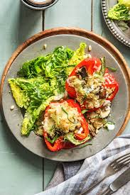 Gefullte Ofenpaprika Mit Cheddar Rezept Hellofresh Rezept Lebensmittel Essen Low Carb Gerichte Essen Kochen