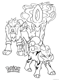 View and print full size. Legendary Pokemon Coloring Pages Entei Raikou Suicune Coloring4free Coloring4free Com