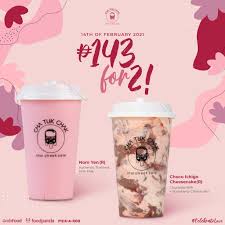 Wood tiger, fire tiger, earth tiger, metal tiger, water tiger. Yummy Cha Tuk Chak Drinks Two For P143 Promo February