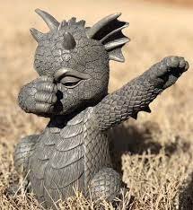 Amazon Com Garden Dragon Dabbing Dancing Dragon Garden Display Decorative Accent Sculpture Stone Finish 10 Inch Tall Dragon Garden Dragon Statue Dragon Art