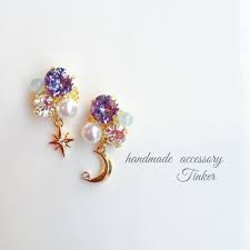 夜空と月と星ビジュー ピアス イヤリング vol 3 星 アクセサリー スワロフスキー アクセサリー ビジュー