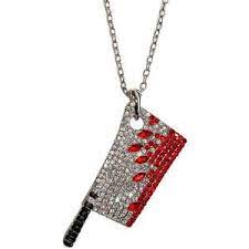 Kreepsville 666 Diamonte Meat Cleaver Necklace Crystal Red Quirky Jewelry Kreepsville 666 Necklace