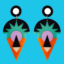 Doodad And Fandango Neo Geo Ice Cream Cone Earrings Taki Kupe Bros