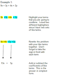 Simplifying Algebraic Expressions And Combining Like Terms Algebraic Expressions Simplifying Algebraic Expressions Like Terms