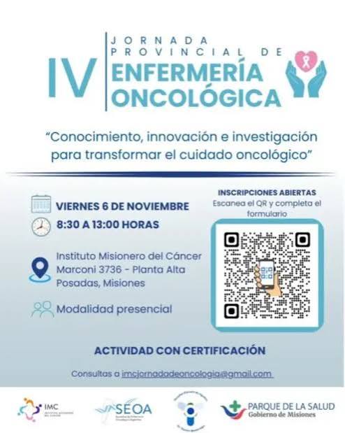 El Instituto Misionero del C�ncer reunir� a profesionales en una jornada de enfermer�a oncol�gica - Primera Edici�n