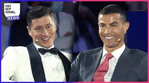 Lewandowski S Perfect Speech Which Made Cristiano Ronaldo Smile Live On Tv Oh My Goal Youtube