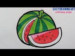 The pulp of watermelons is not only bright red, but pink, yellow and even white. How To Draw Coloring Watermelon For Kids Youtube