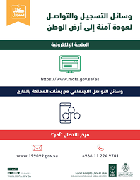 وزارة الخارجية On Twitter عودة آمنة التسجيل المنصة الإلكترونية Https T Co F7hpaidpsp التواصل مركز الاتصال آمر Ncc199099 وسائل التواصل الاجتماعي لبعثات المملكة بالخارج Https T Co Oikxrkjawk