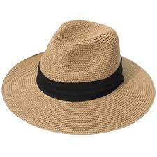 Lanzom Women Wide Brim Straw Panama Roll Up Hat Fedora Beach Sun Hat Summer Hats For Women Outfits Summer Straw Hat Fedora Beach Sun Hats For Women