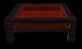 Chippendale gothic style coffee table with shallow carved ogee arches to the frieze, a drawer on each side and clustered column base. Second Life Marketplace Gothic Coffee Table