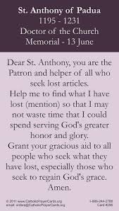 St Anthony June 13 St Anthony Prayer Catholic Prayers St Anthony Prayer Lost