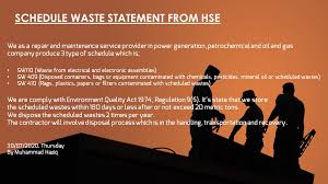 The environmental quality act of 1974 and other environmental laws are administered by the division of environment. Schedule Waste Statement From Hse Technofit Portal