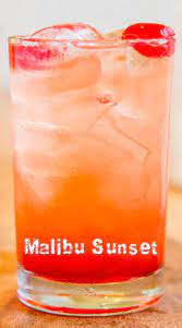 I love to make mixed drinks with malibu rum as it gives me the caribbean vibe. Malibu Sunset