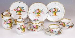 Kaffeeservice Gebaucht Bunt Gemalter Blumenkorb Goldrander 2 Verschiedene Kannen Zuckerdose 2 Porzellan Kaffeeservice Zuckerdose Blumenkorb