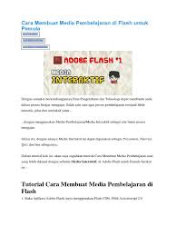 Sebelum masuk pada pembahasan tutorial pembuatan media pembelajaran interaktif. Cara Membuat Media Pembelajaran Di Flash Untuk Pemula
