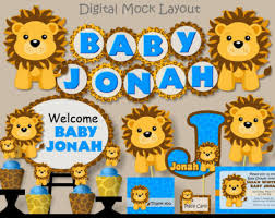 Use a white table cloth (disposable or inexpensive cloth) and put permanent. Lion Boy Baby Shower King Jungle Lion Baby Shower