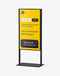 Download Plastic Stand Mockup In Indoor Advertising Mockups On Yellow Images Object Mockups PSD Mockup Templates