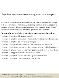 convenience store manager resume samples