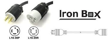 Larger image outlet shown can be used. Nema L15 30p To L15 20r Power Cord Plug Adapter Locking 20a 250v