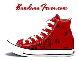 Black And Red Converse High Tops Bandana Fever Black Bandana Print Custom Red Converse High Top Shoes Bandana Fever Designs Custom Converse Shoes Red Converse Custom Nike Shoes